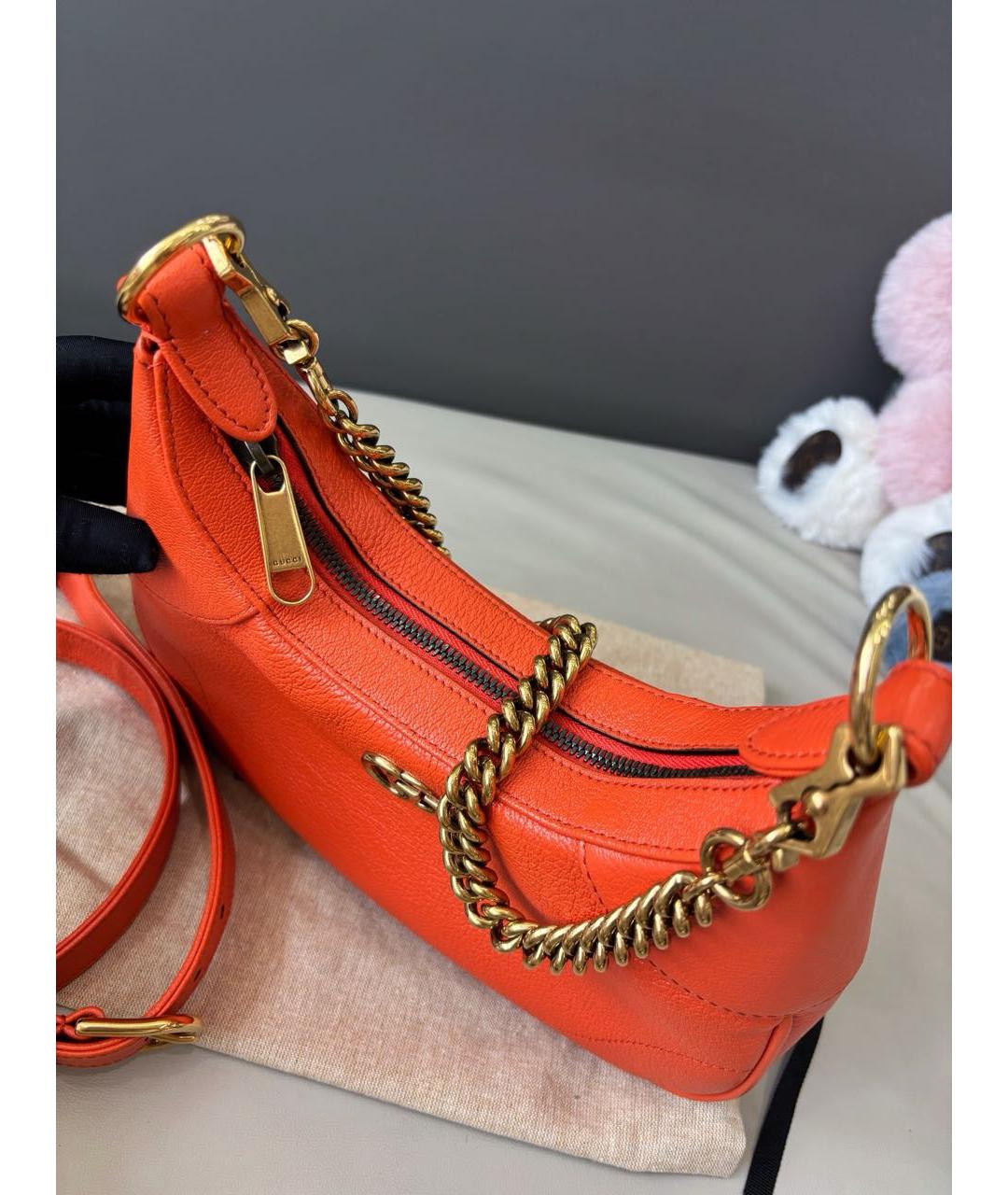 GUCCI Оранжевая кожаная сумка с короткими ручками, фото 6