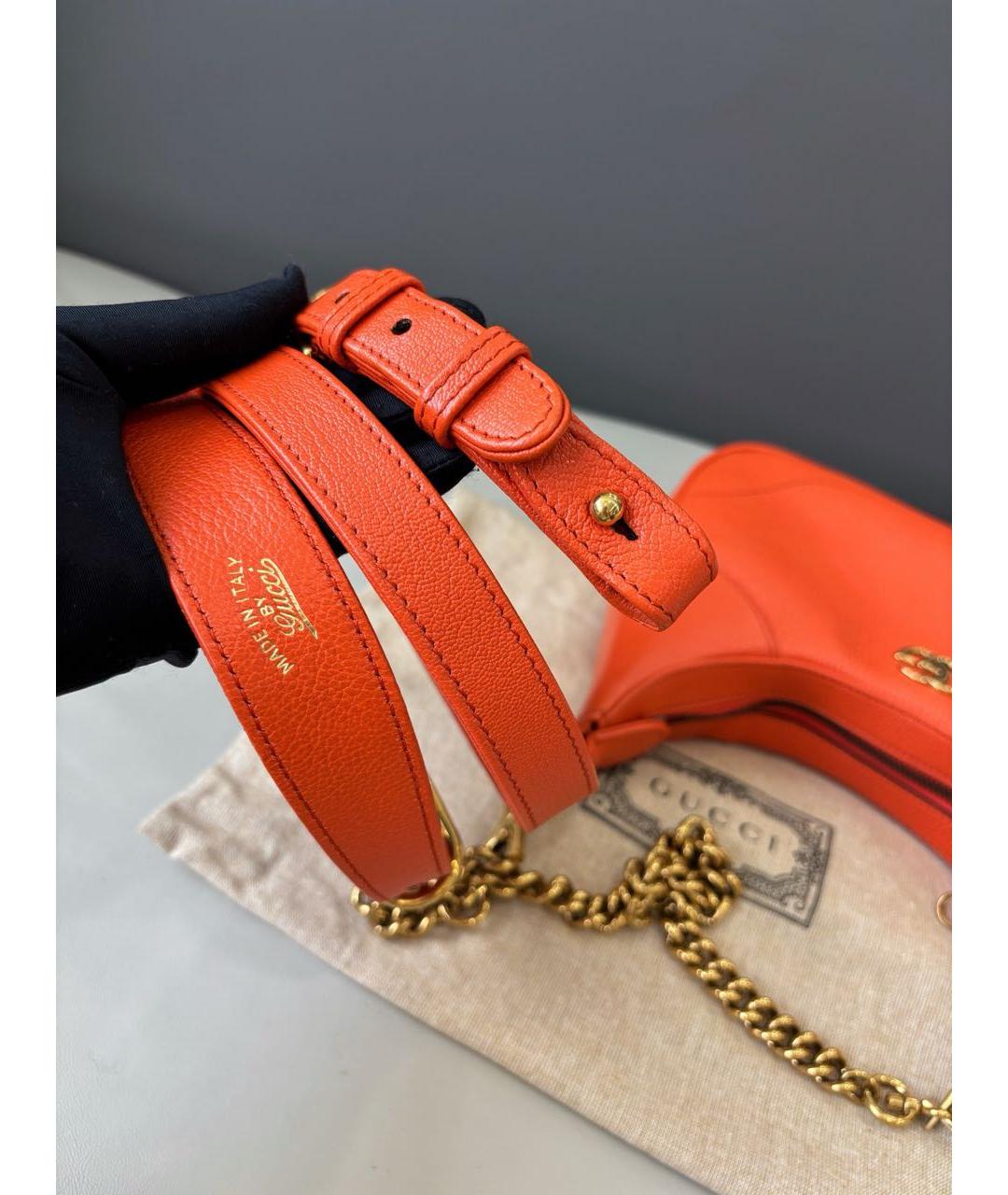 GUCCI Оранжевая кожаная сумка с короткими ручками, фото 7