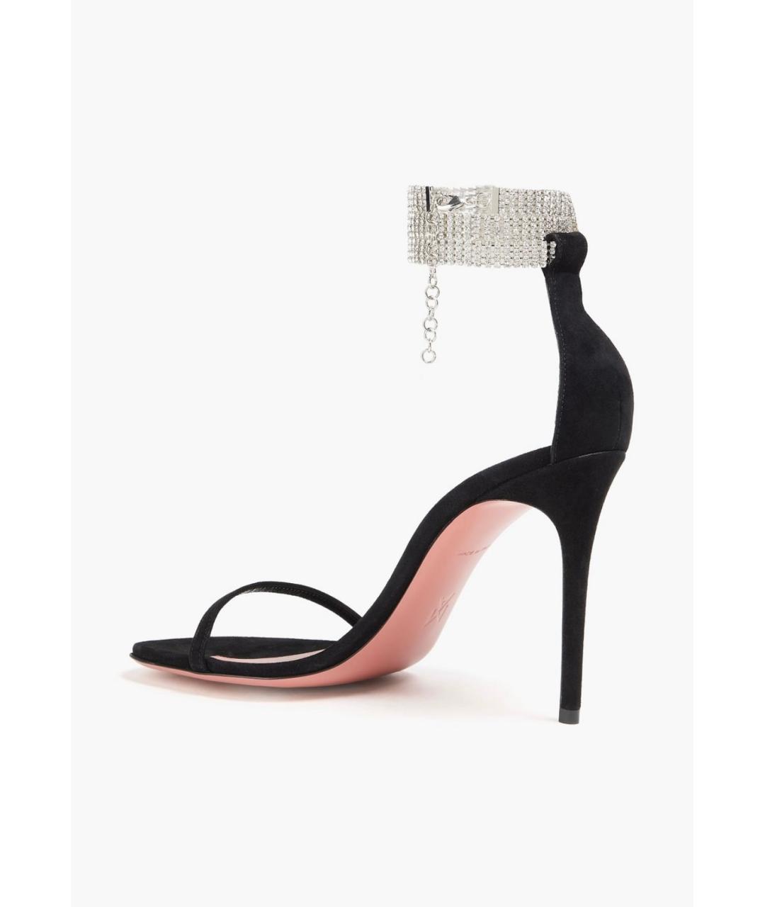Amina Muaddi Черные замшевые босоножки, фото 3