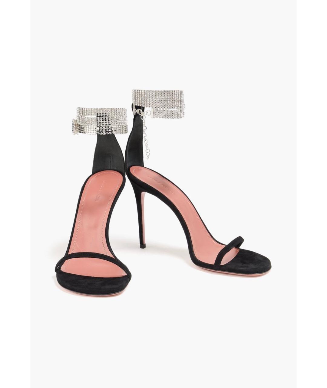 Amina Muaddi Черные замшевые босоножки, фото 2