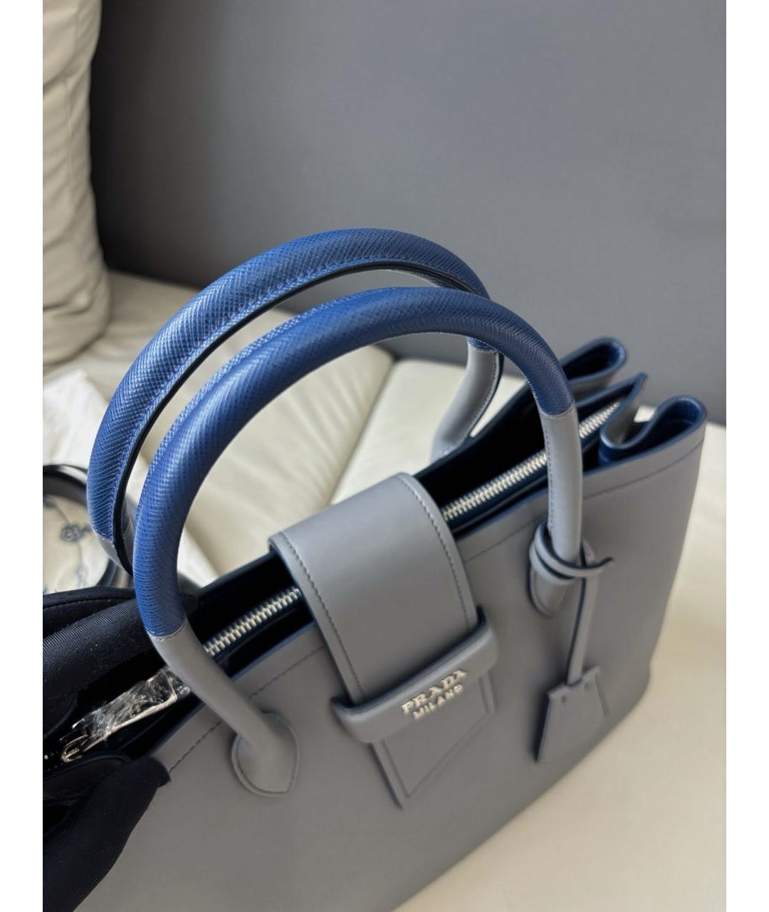PRADA Серая кожаная сумка тоут, фото 8