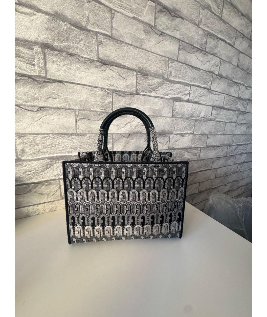 FURLA Серая жаккардовая сумка тоут, фото 3