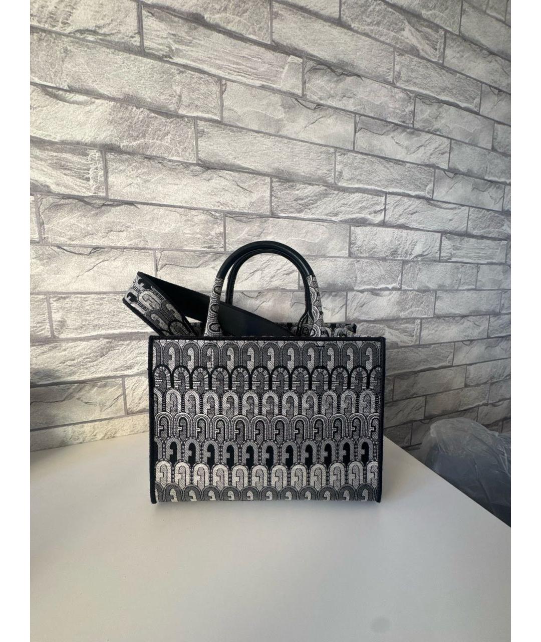 FURLA Серая жаккардовая сумка тоут, фото 5