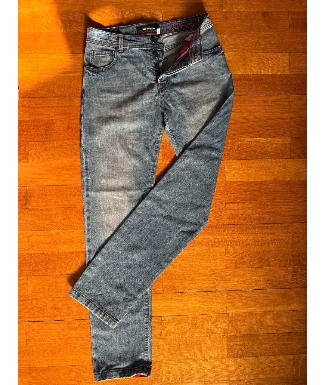 KITON Синие хлопко-эластановые джинсы скинни, фото 7