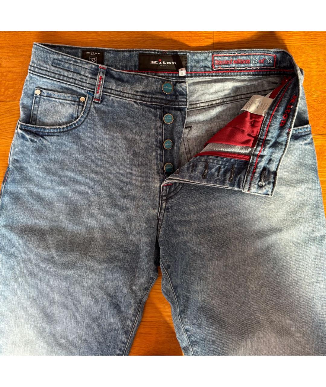 KITON Синие хлопко-эластановые джинсы скинни, фото 3