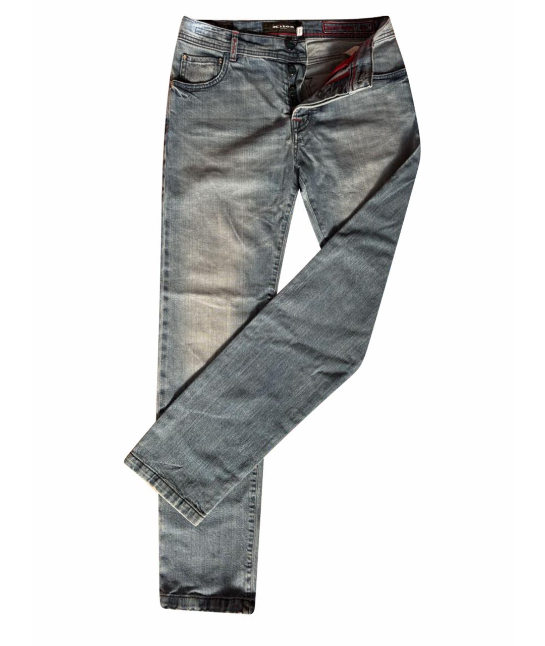 KITON Синие хлопко-эластановые джинсы скинни, фото 1