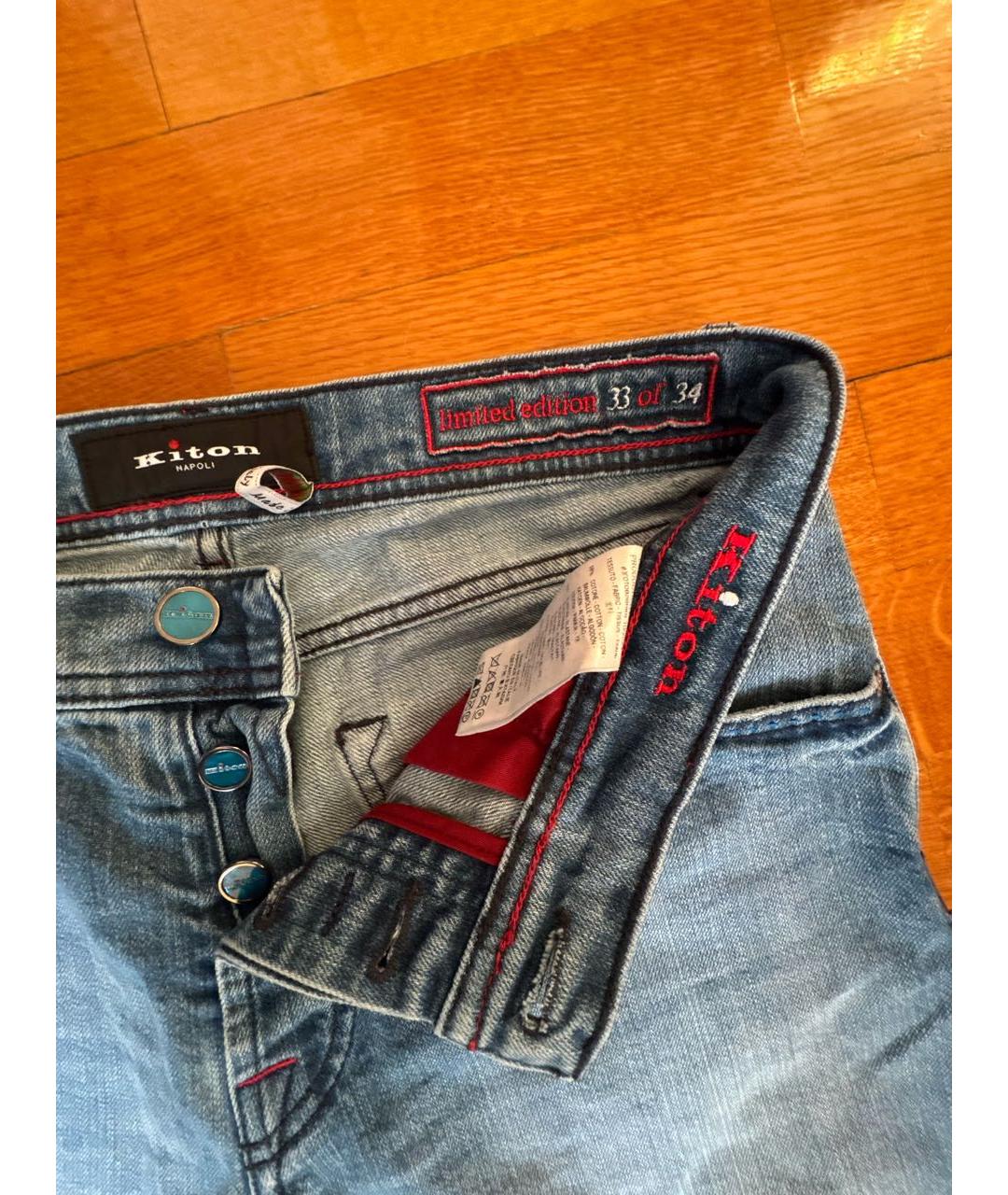 KITON Синие хлопко-эластановые джинсы скинни, фото 6