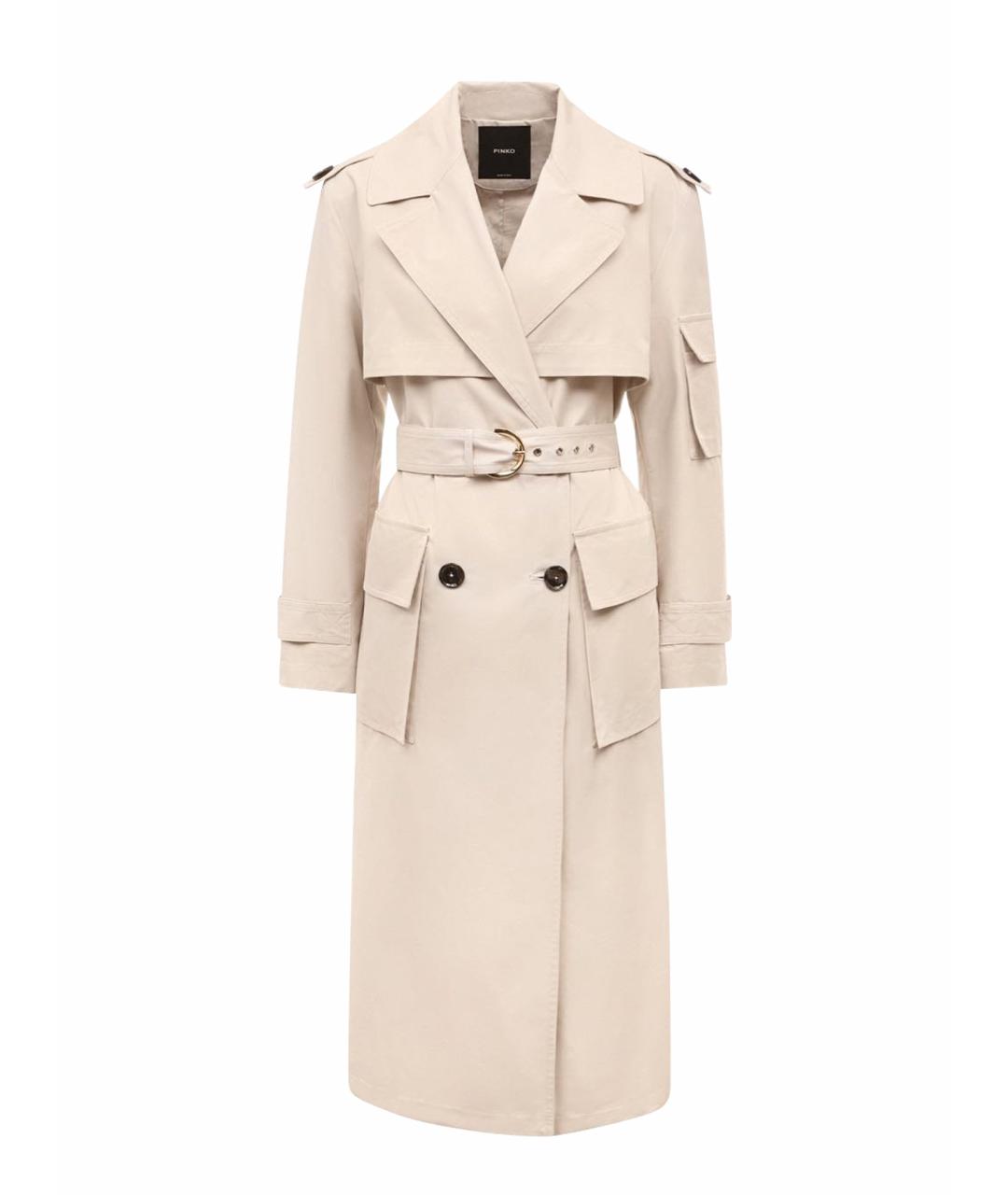 PINKO Бежевый хлопковый тренч/плащ, фото 9