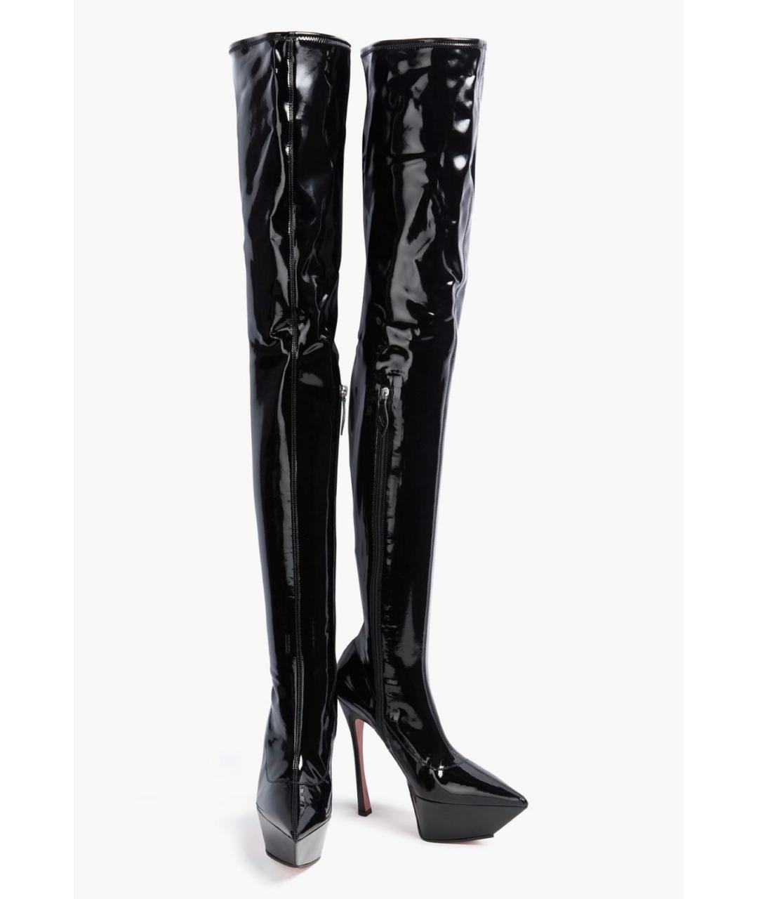 Amina Muaddi Черные ботфорты, фото 2