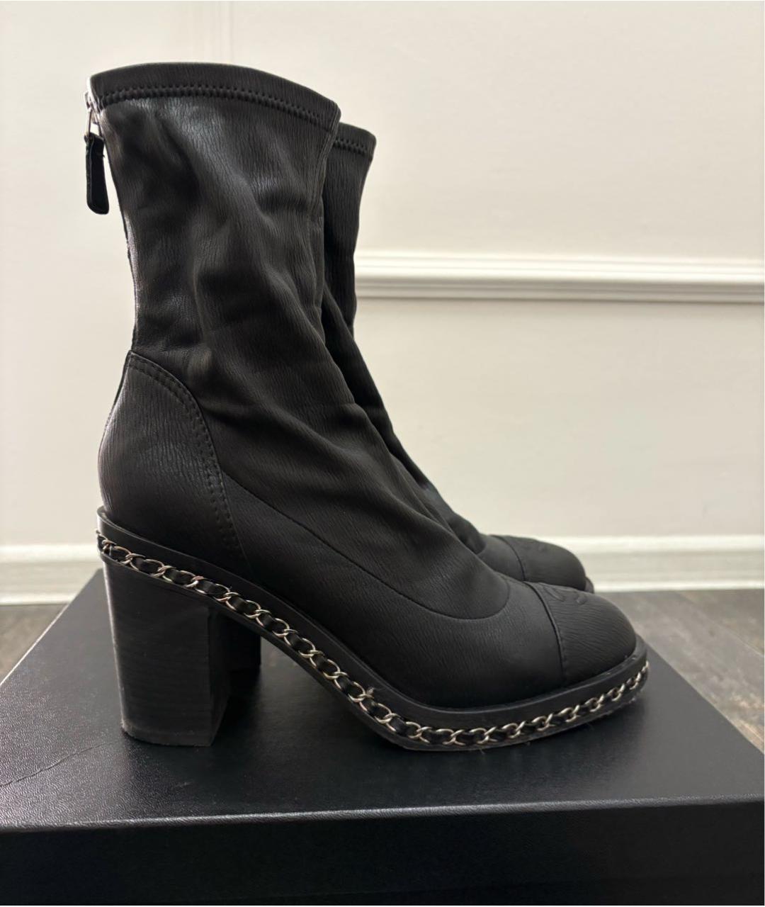 CHANEL Черные кожаные ботильоны, фото 6