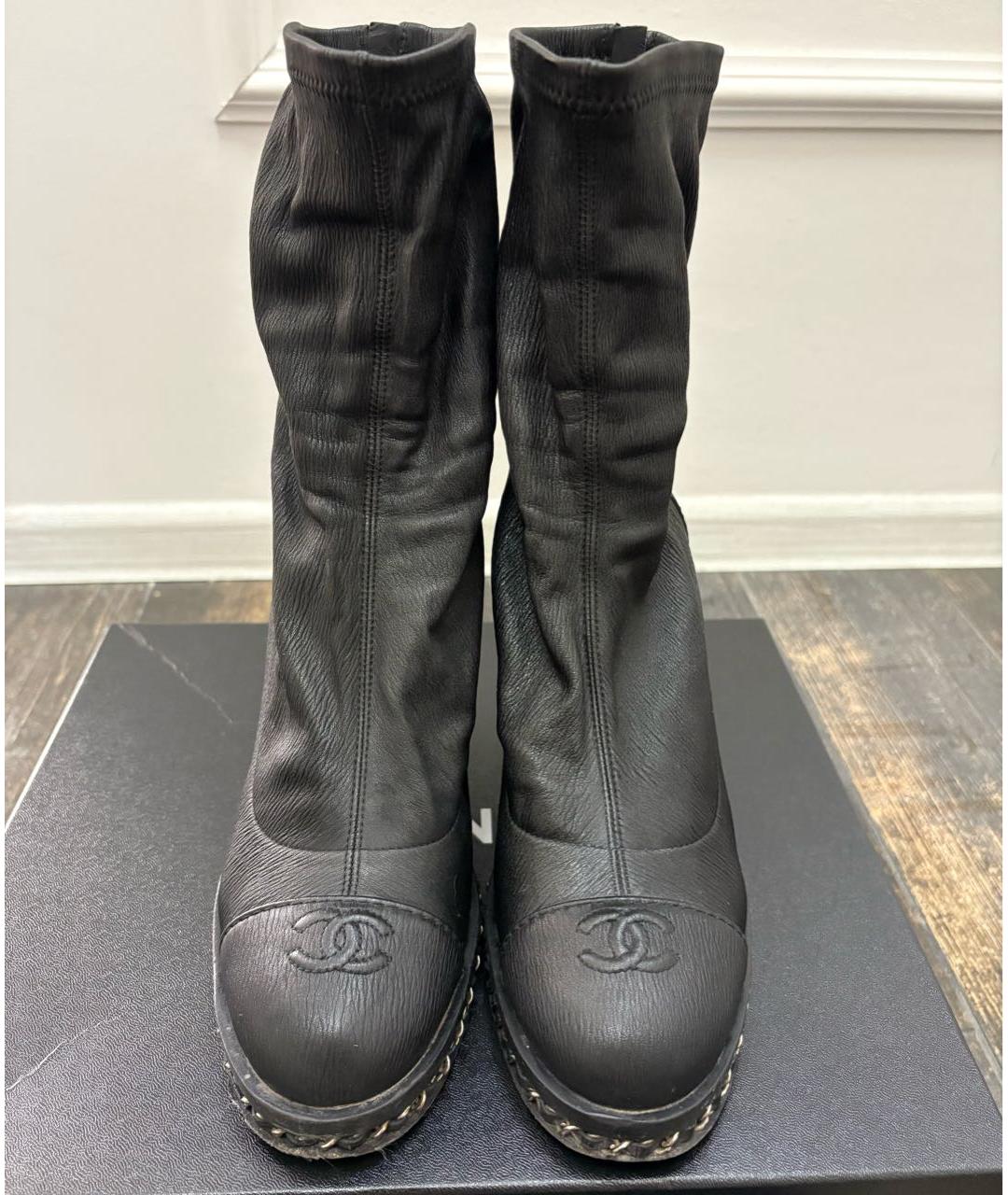 CHANEL Черные кожаные ботильоны, фото 2