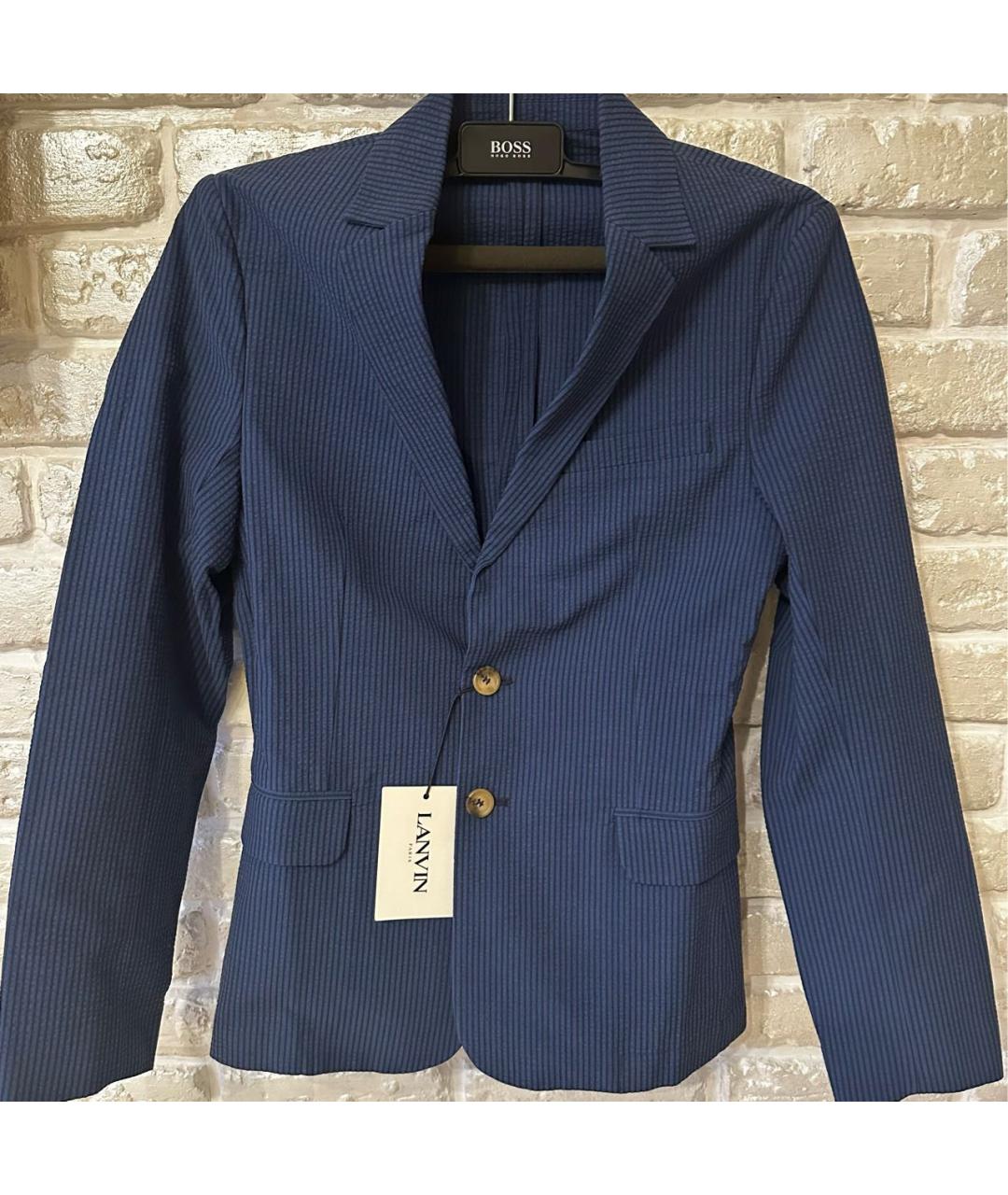 LANVIN Темно-синий хлопковый жакет/пиджак, фото 4