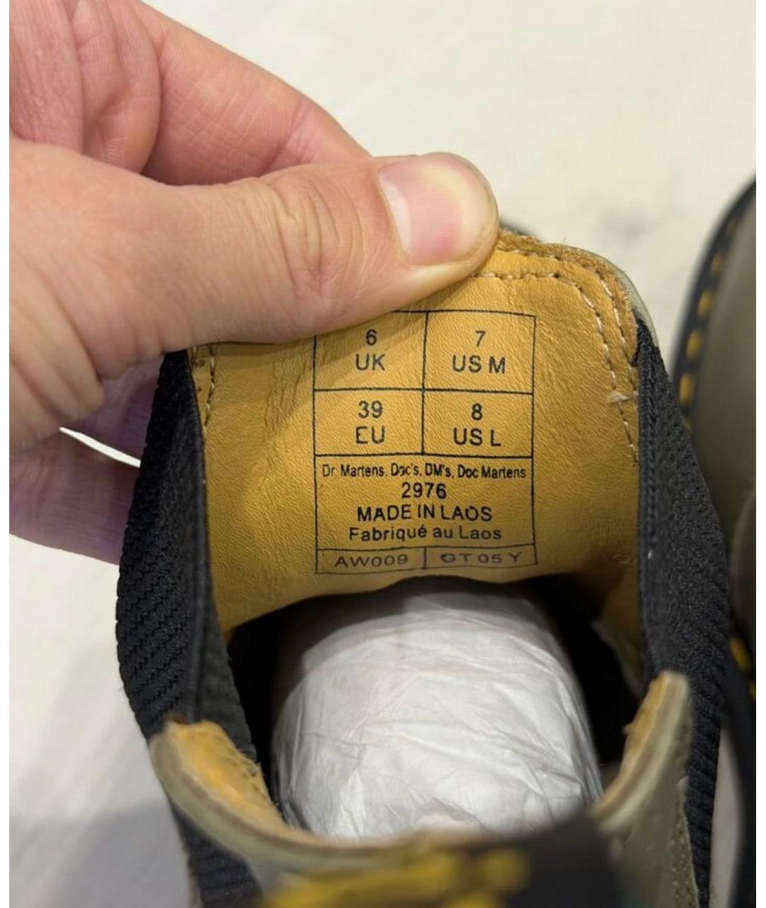 DR. MARTENS Хаки кожаные ботинки, фото 4