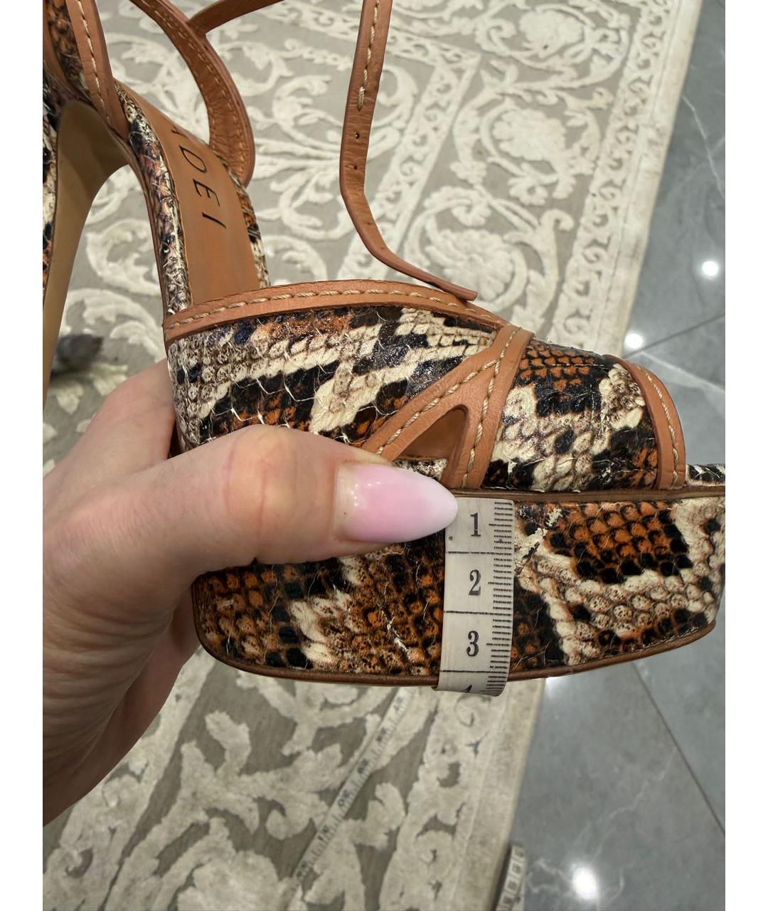 CASADEI Коричневые кожаные босоножки, фото 8