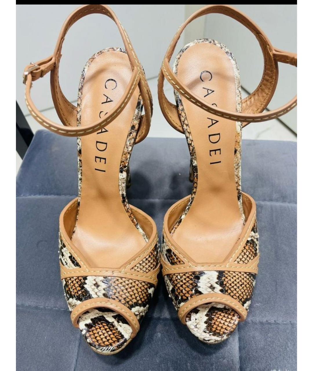 CASADEI Коричневые кожаные босоножки, фото 2