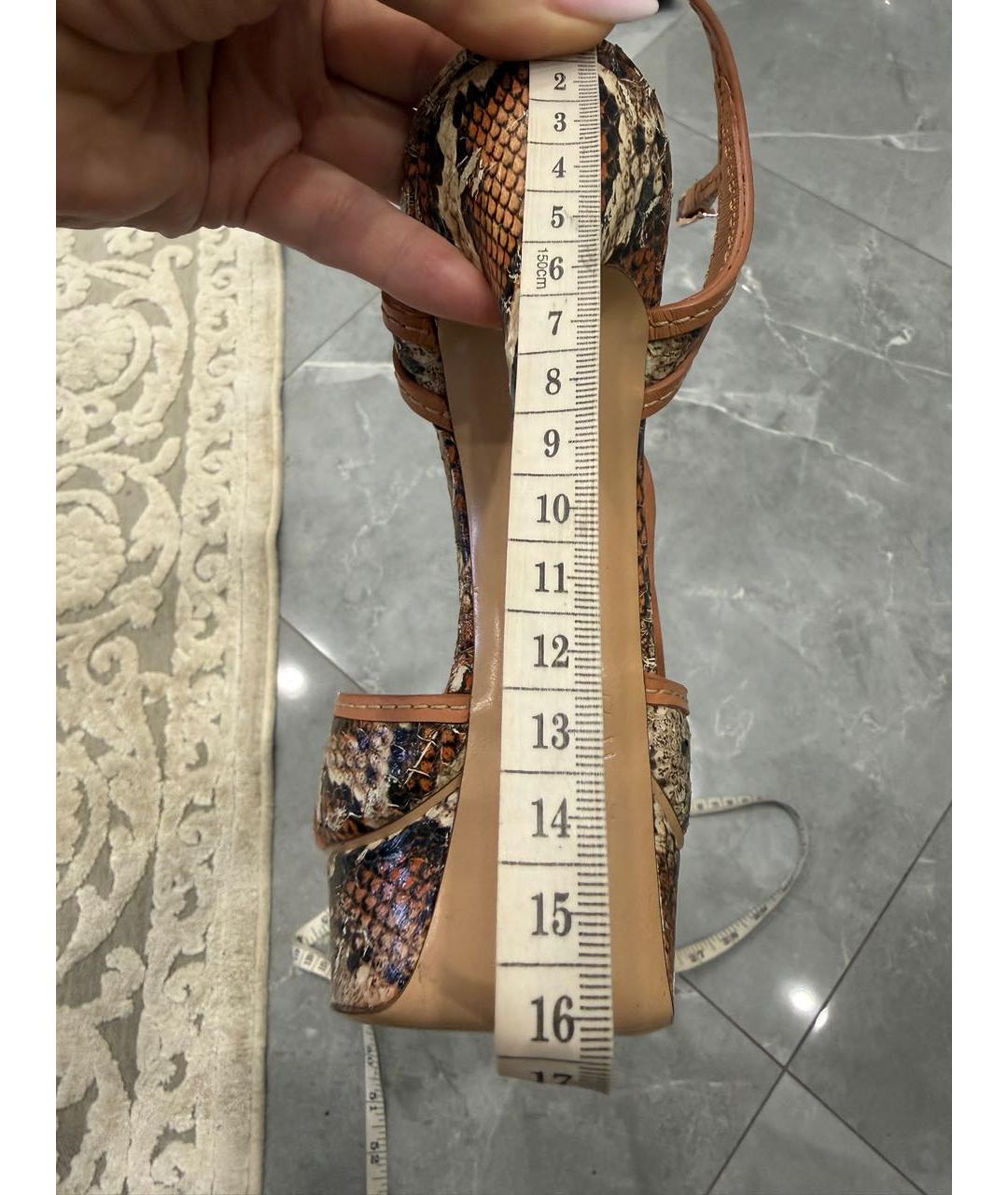 CASADEI Коричневые кожаные босоножки, фото 7