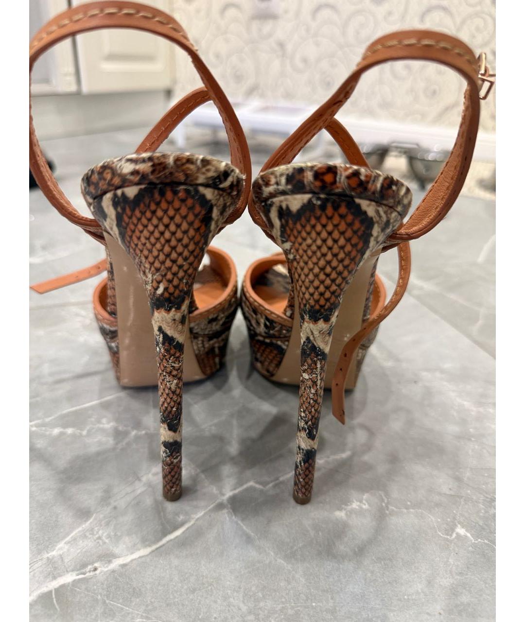 CASADEI Коричневые кожаные босоножки, фото 4
