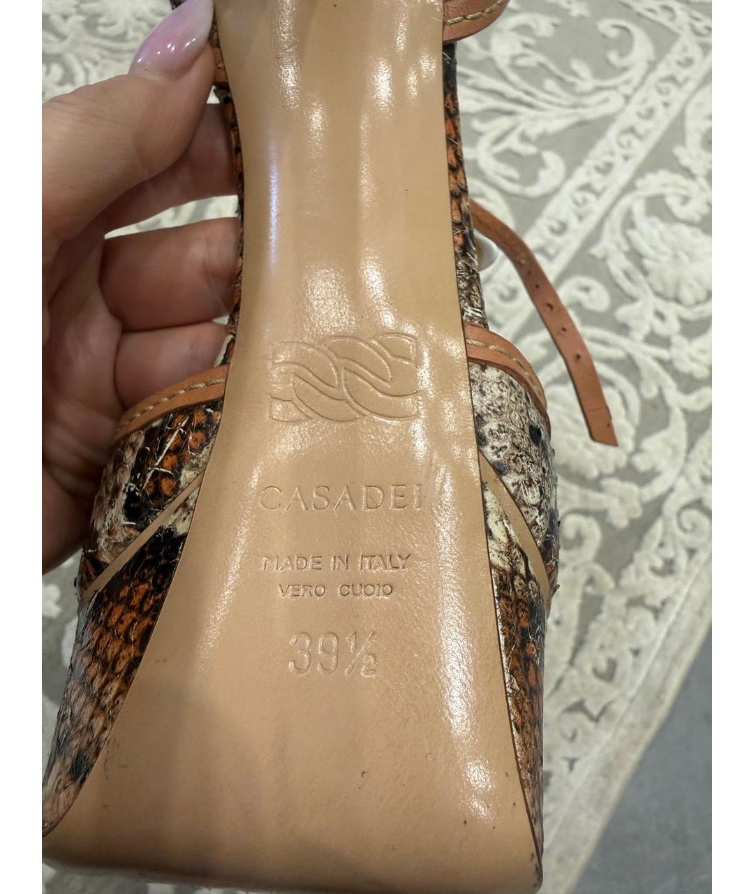 CASADEI Коричневые кожаные босоножки, фото 5
