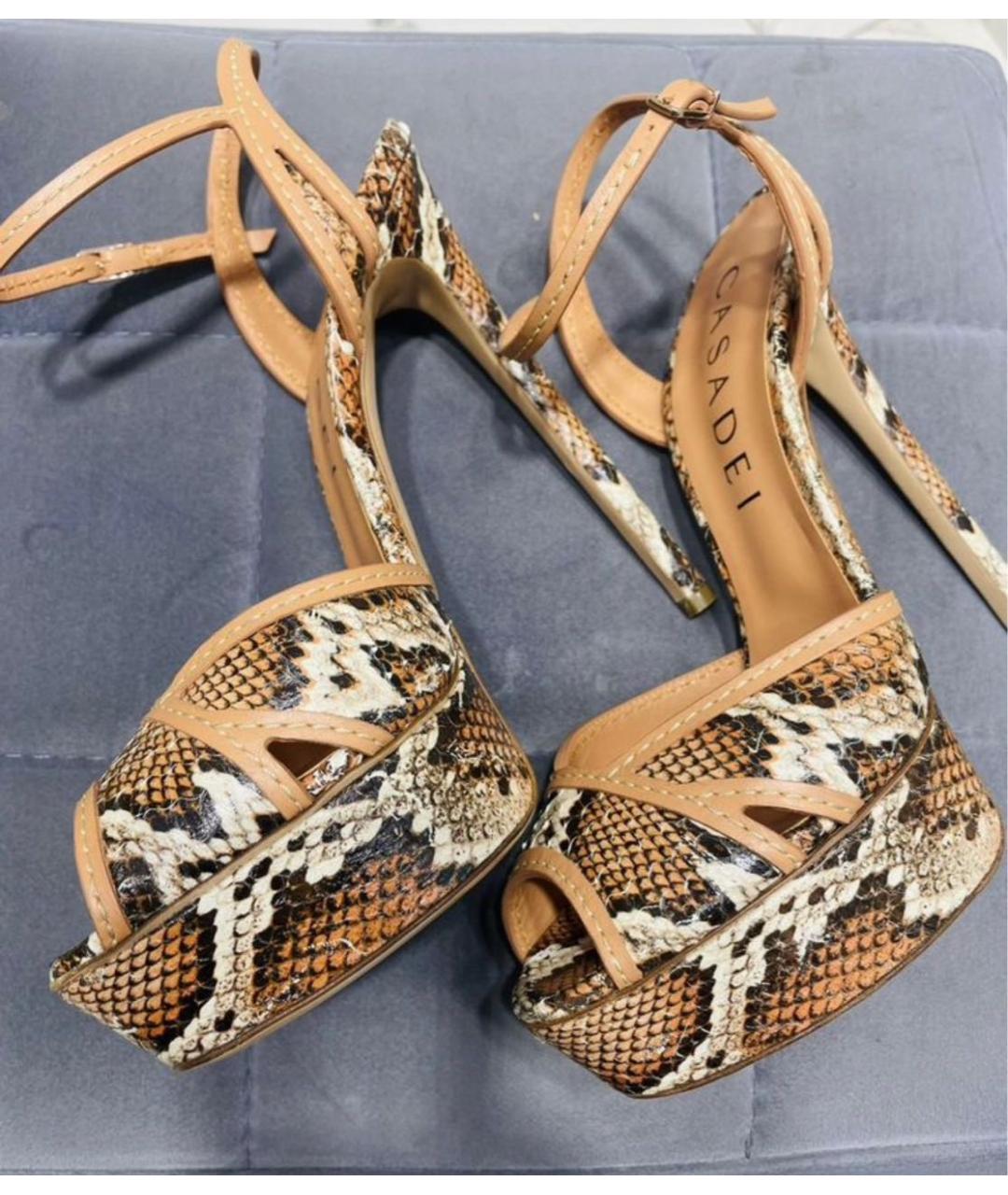 CASADEI Коричневые кожаные босоножки, фото 9