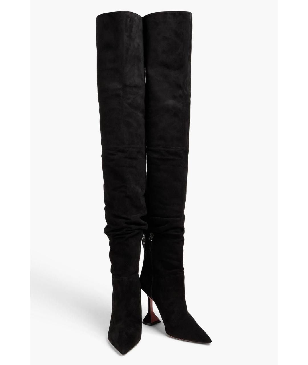 Amina Muaddi Черные замшевые ботфорты, фото 2