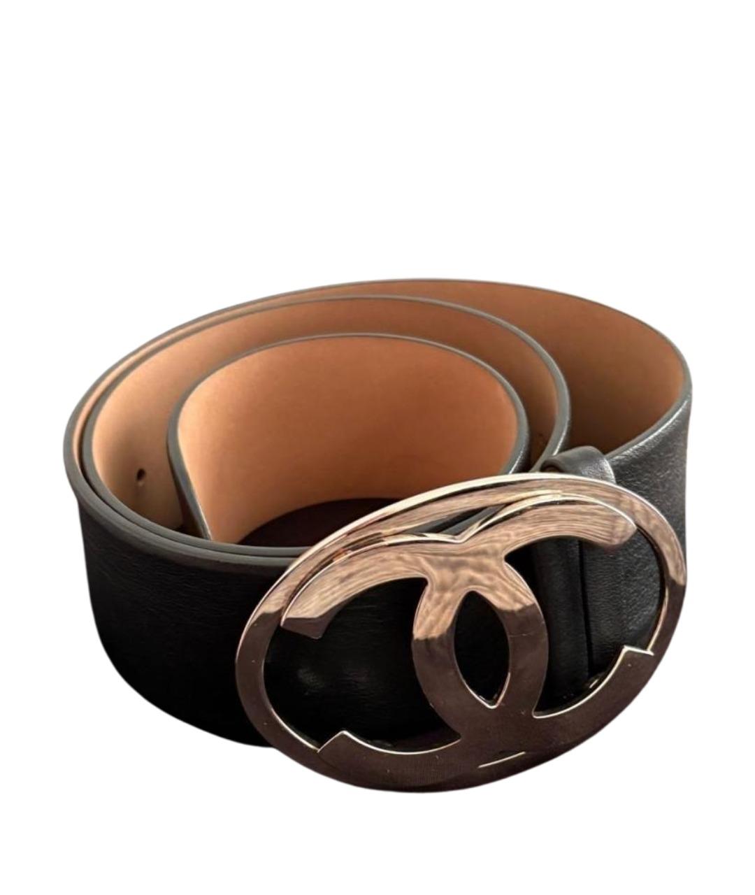 CHANEL Черный кожаный ремень, фото 1