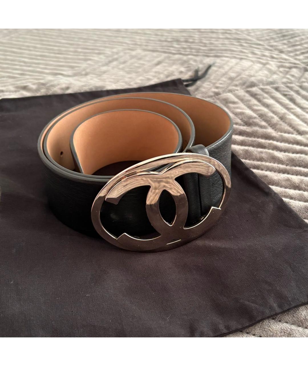 CHANEL Черный кожаный ремень, фото 4