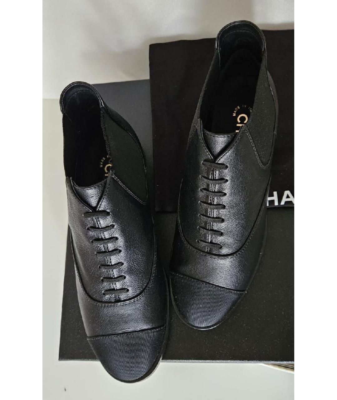 CHANEL Черные кожаные ботинки, фото 2