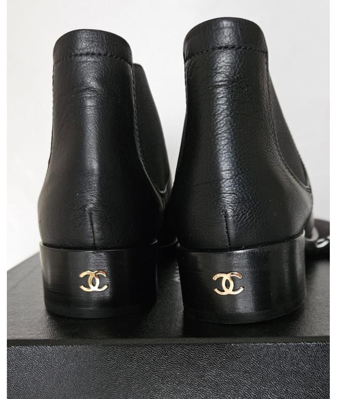 CHANEL Черные кожаные ботинки, фото 4