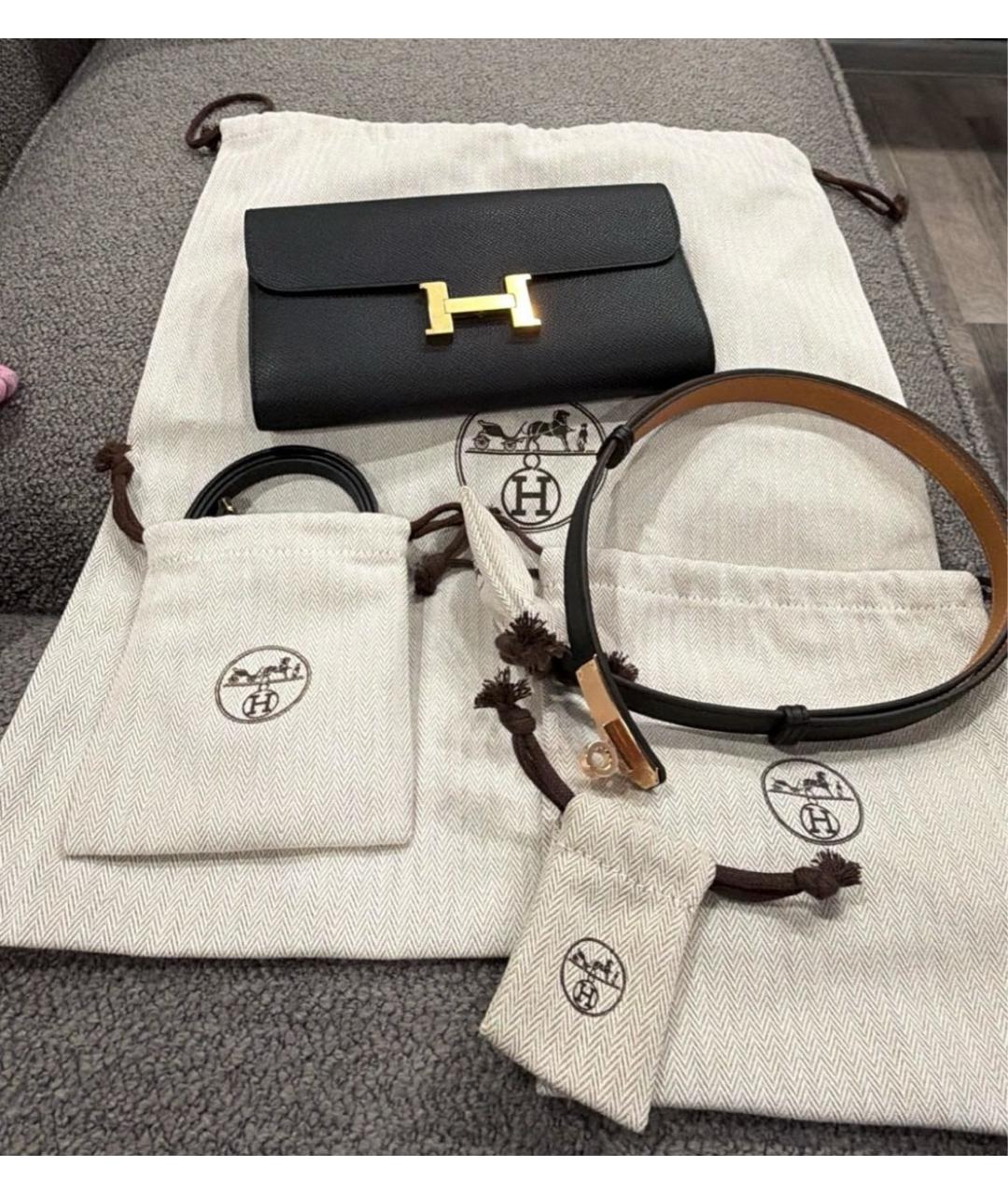 HERMES Черная кожаная сумка через плечо, фото 2