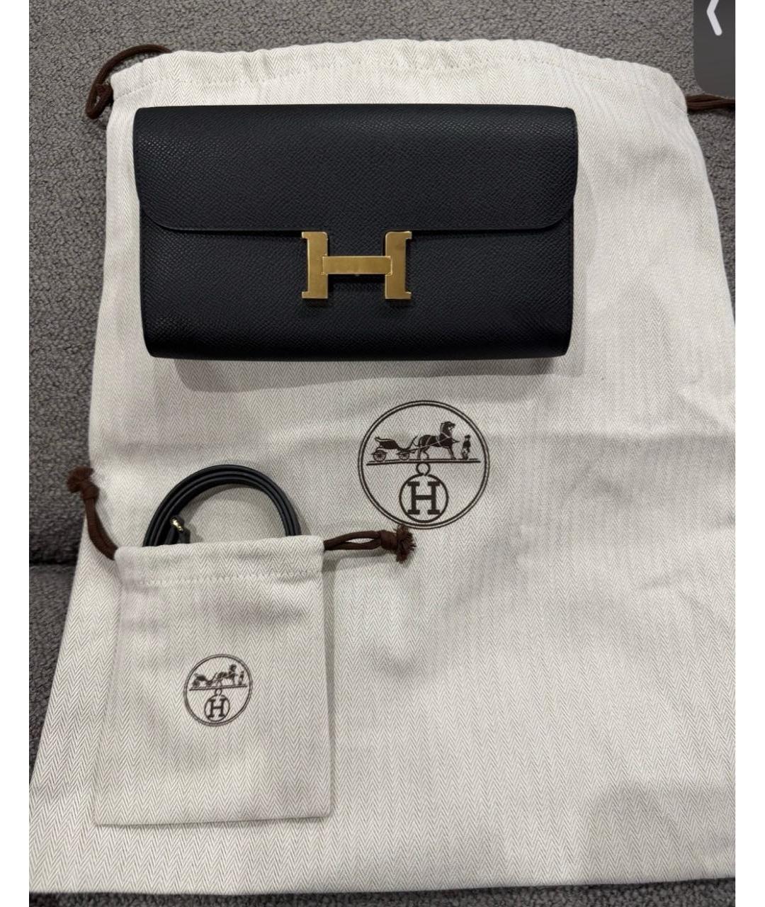 HERMES Черная кожаная сумка через плечо, фото 3