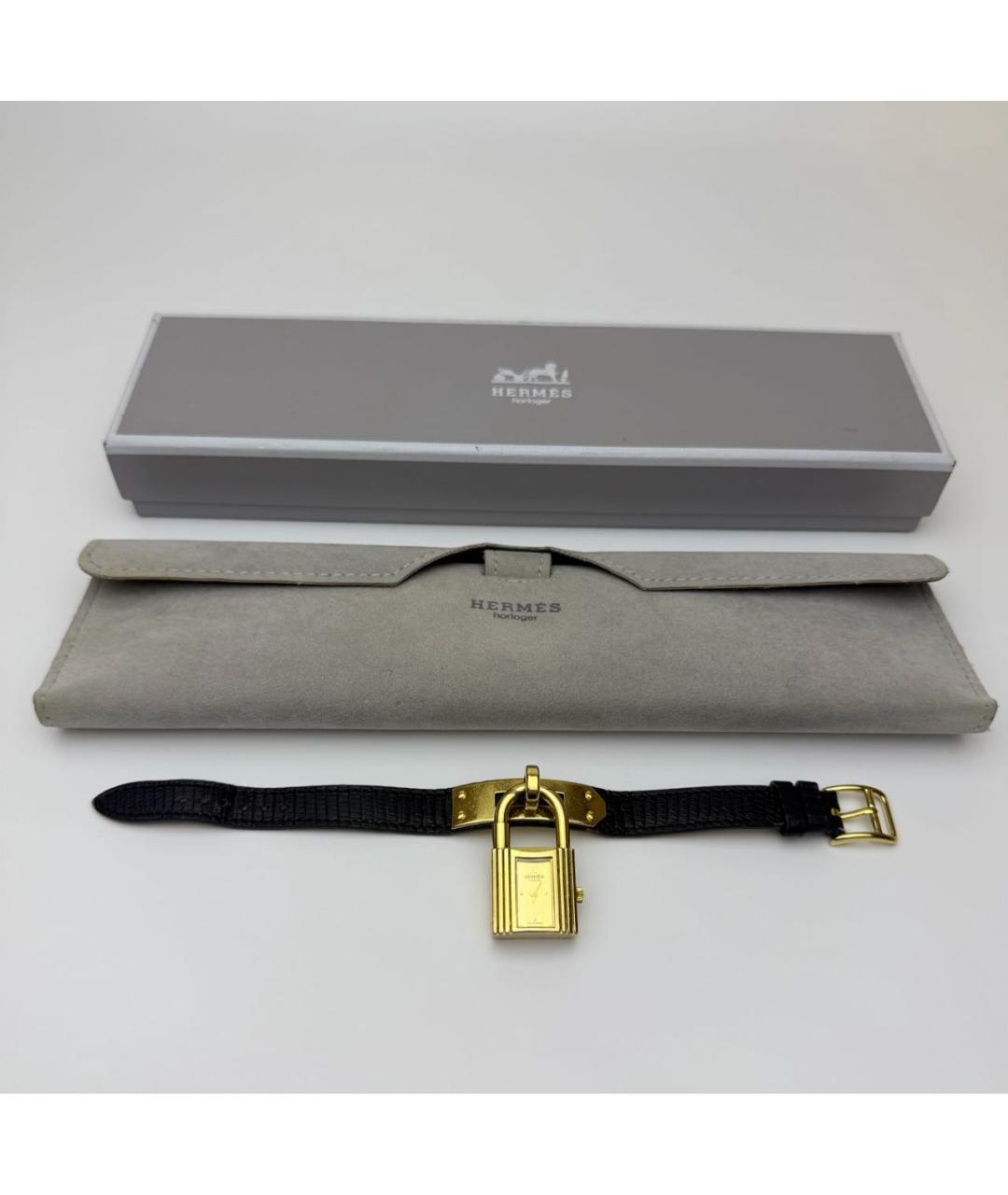 HERMES Черные позолоченные часы, фото 3