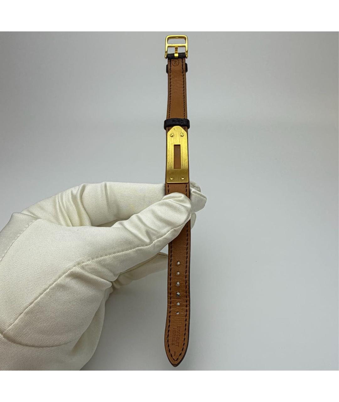 HERMES Черные позолоченные часы, фото 5