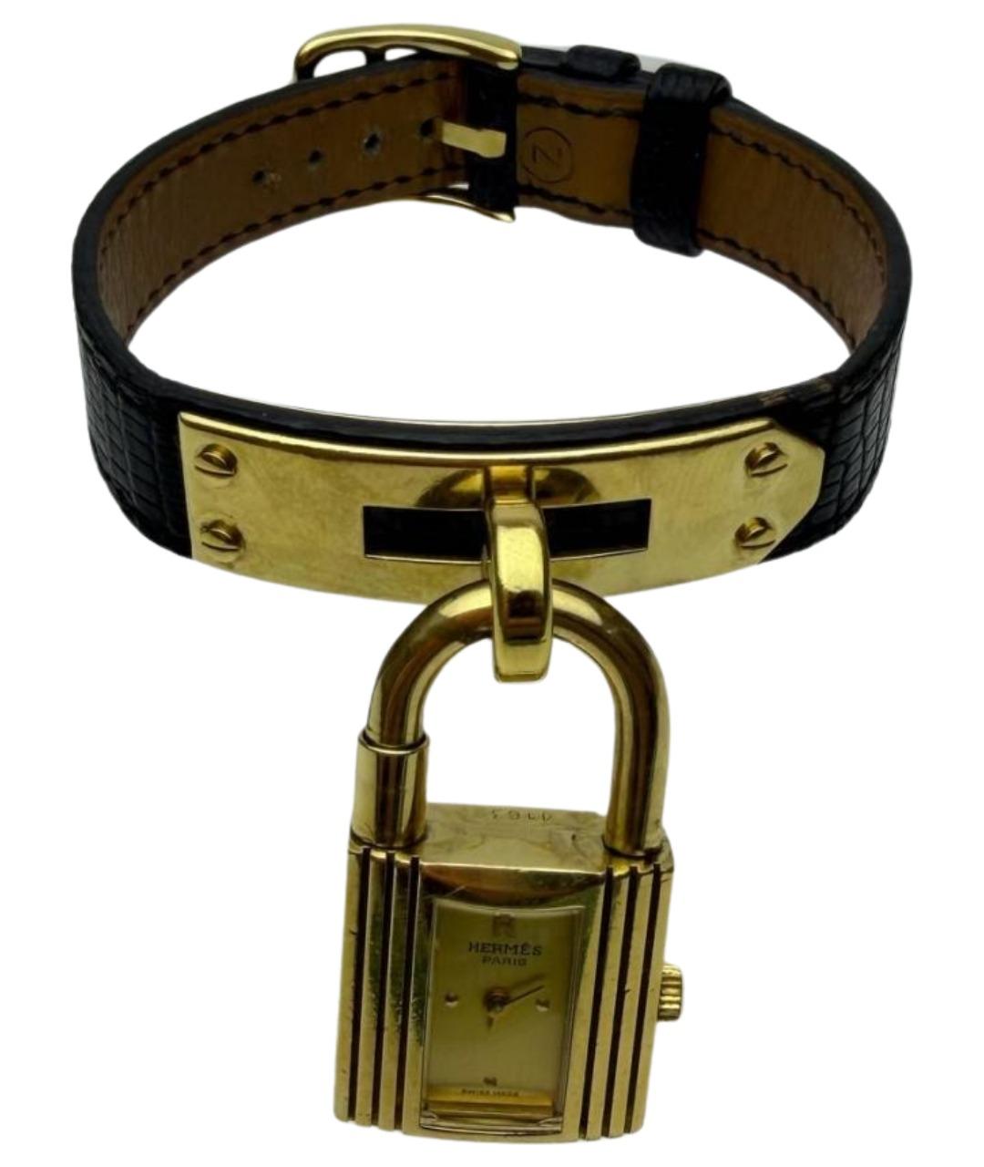 HERMES Черные позолоченные часы, фото 1