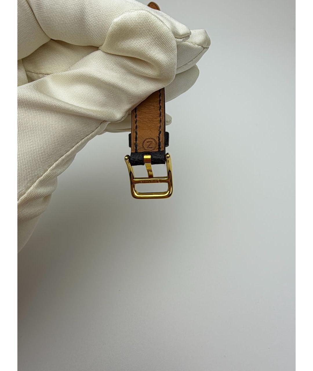 HERMES Черные позолоченные часы, фото 6