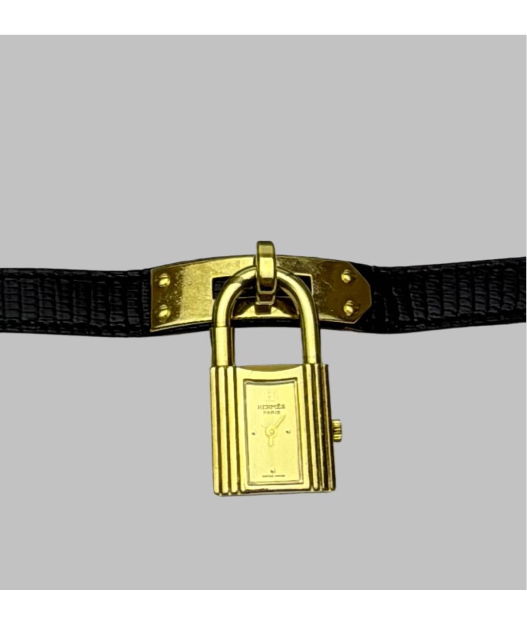 HERMES Черные позолоченные часы, фото 2