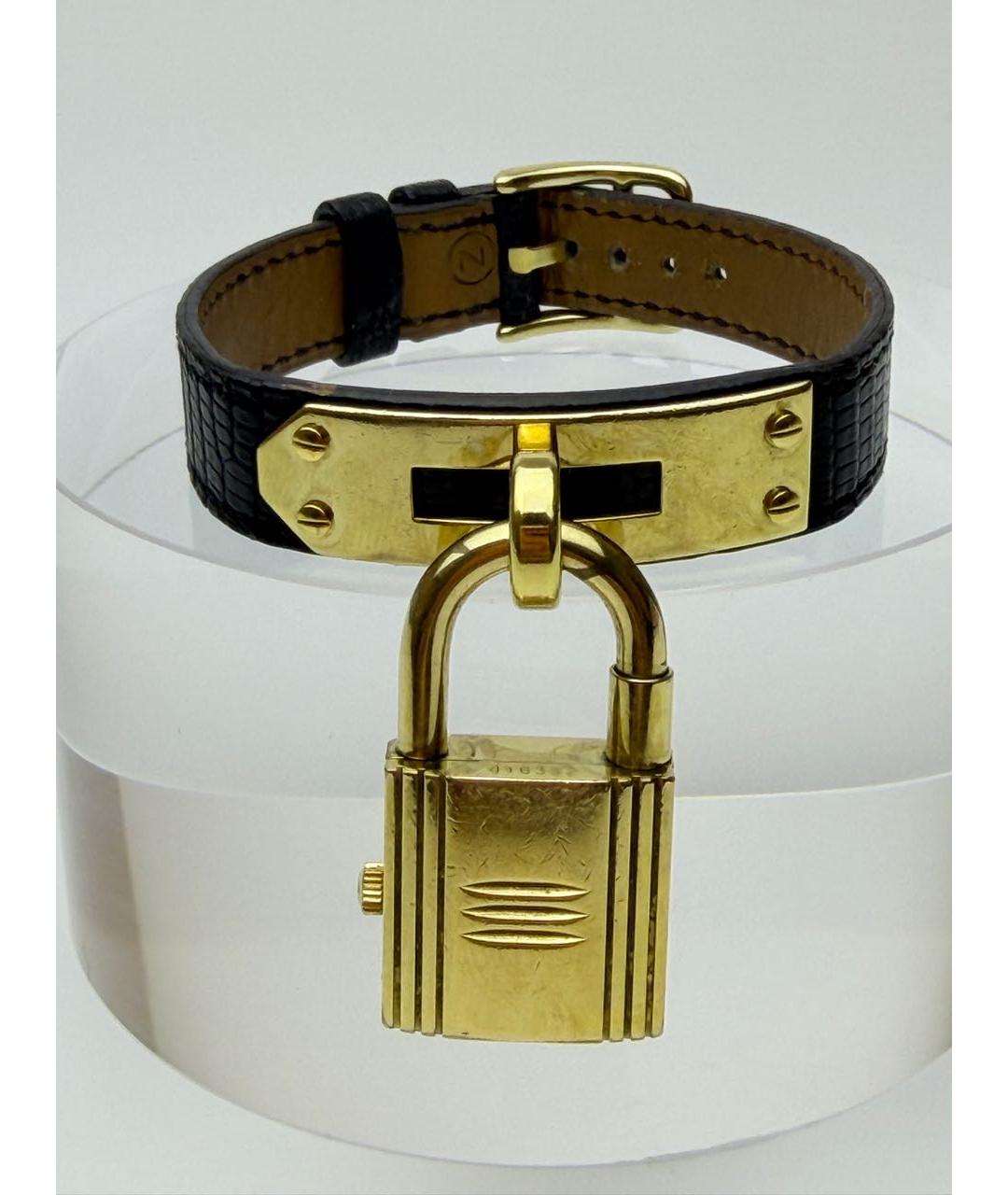 HERMES Черные позолоченные часы, фото 4