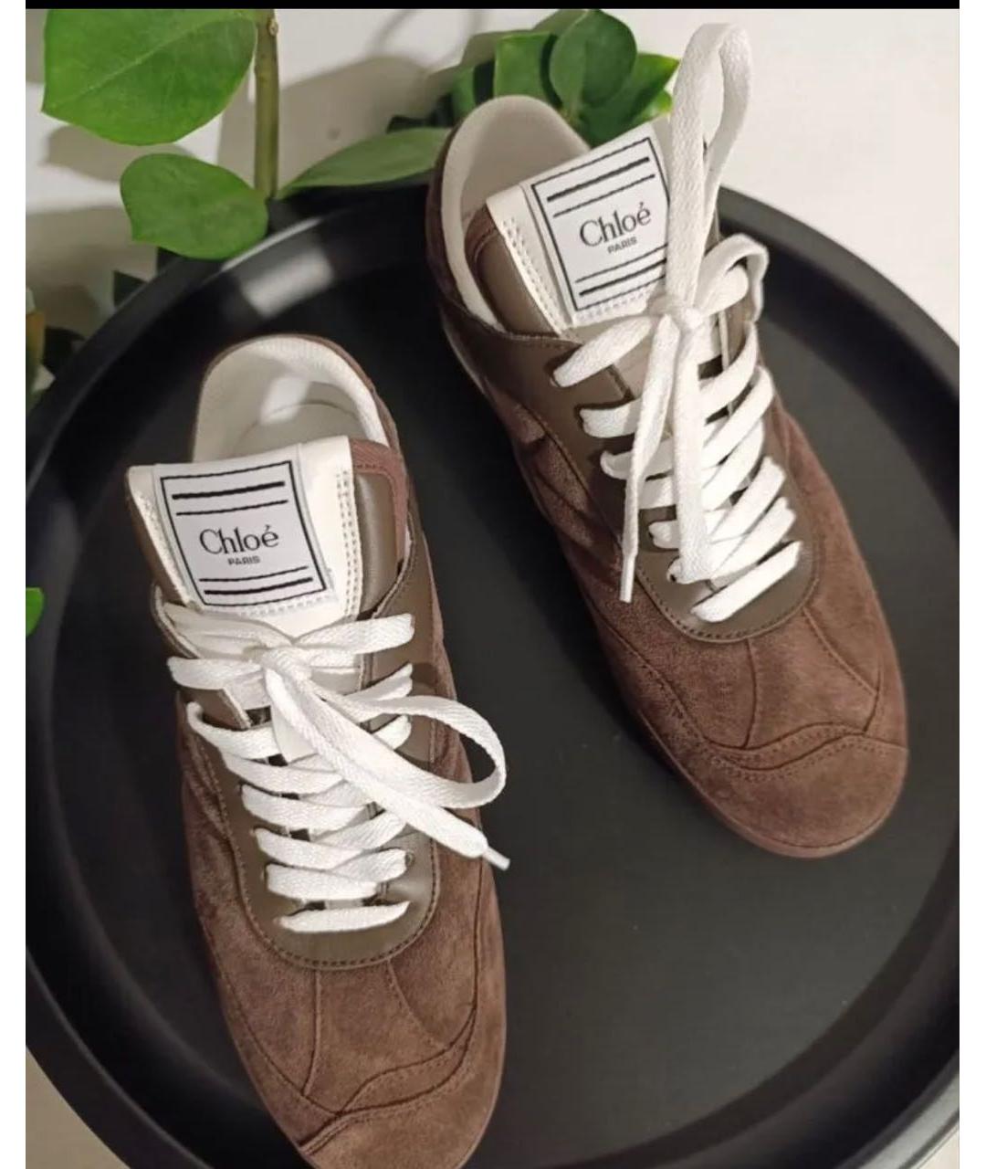 CHLOE Коричневые замшевые кроссовки, фото 2