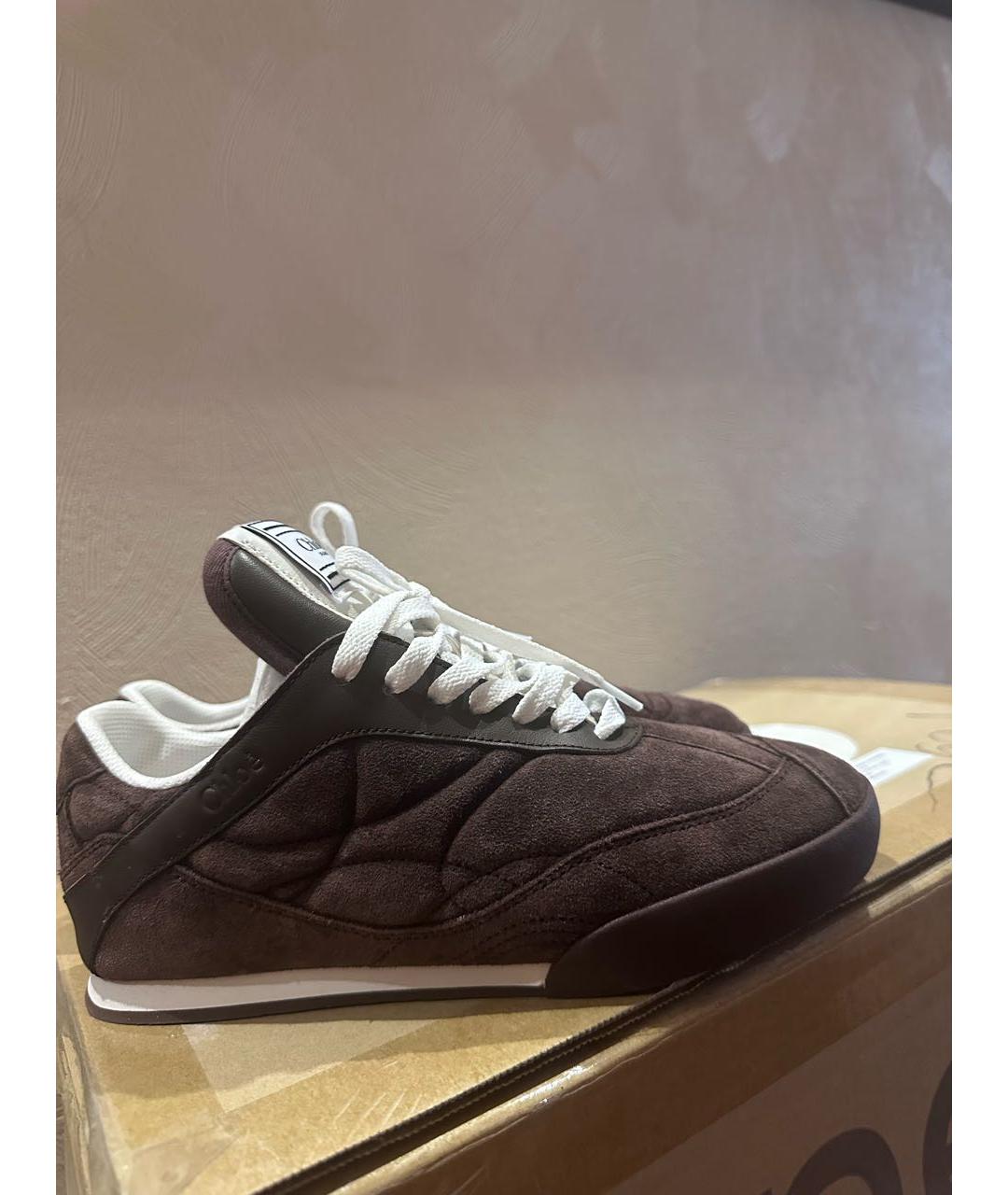 CHLOE Коричневые замшевые кроссовки, фото 6