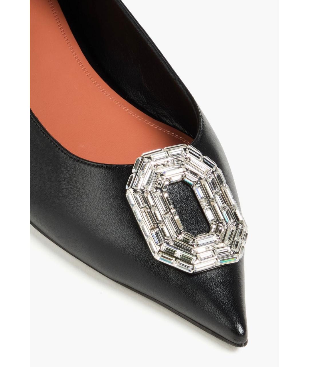 Amina Muaddi Черные кожаные балетки, фото 4