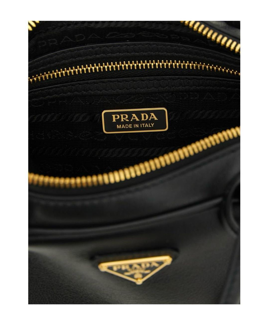 PRADA Черная кожаная сумка с короткими ручками, фото 3