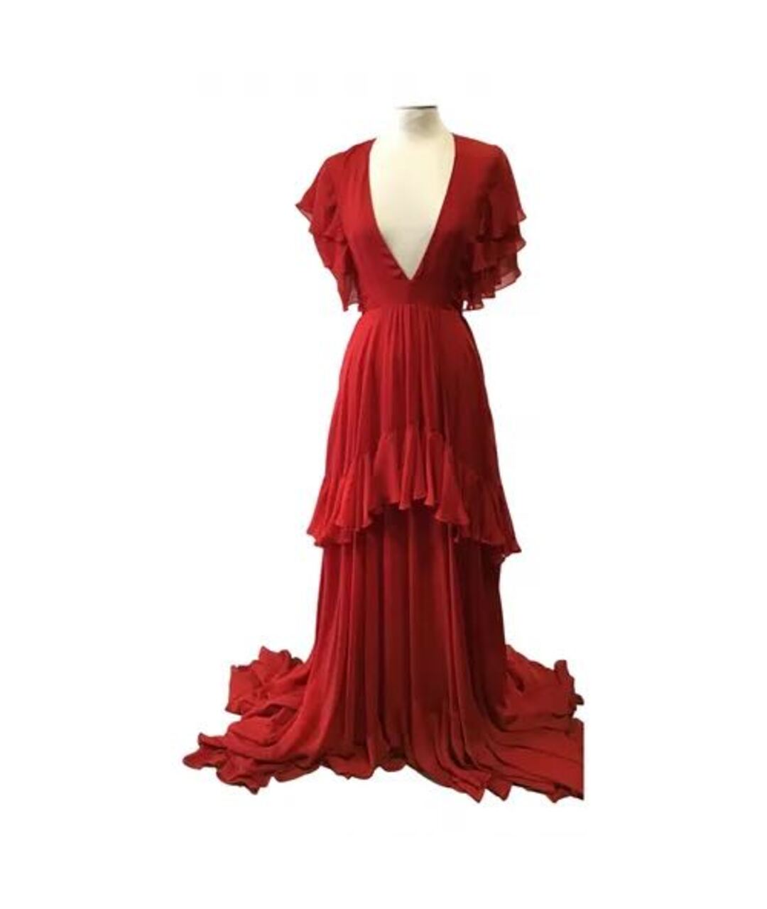 DANIELE CARLOTTA Красное шелковое вечернее платье, фото 9