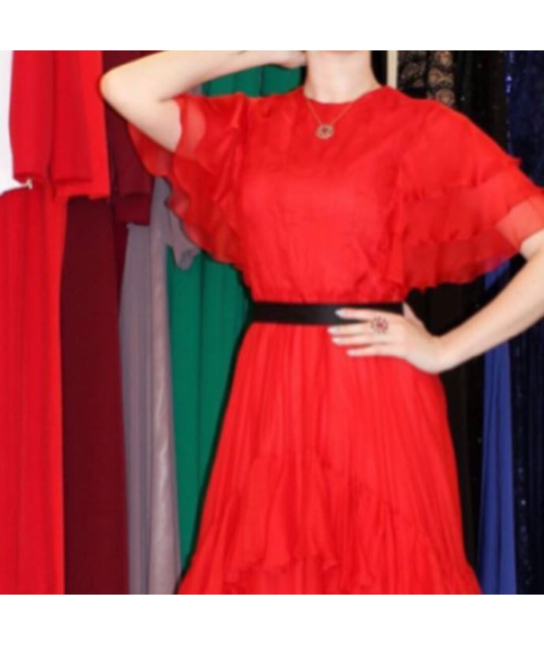 DANIELE CARLOTTA Красное шелковое вечернее платье, фото 5