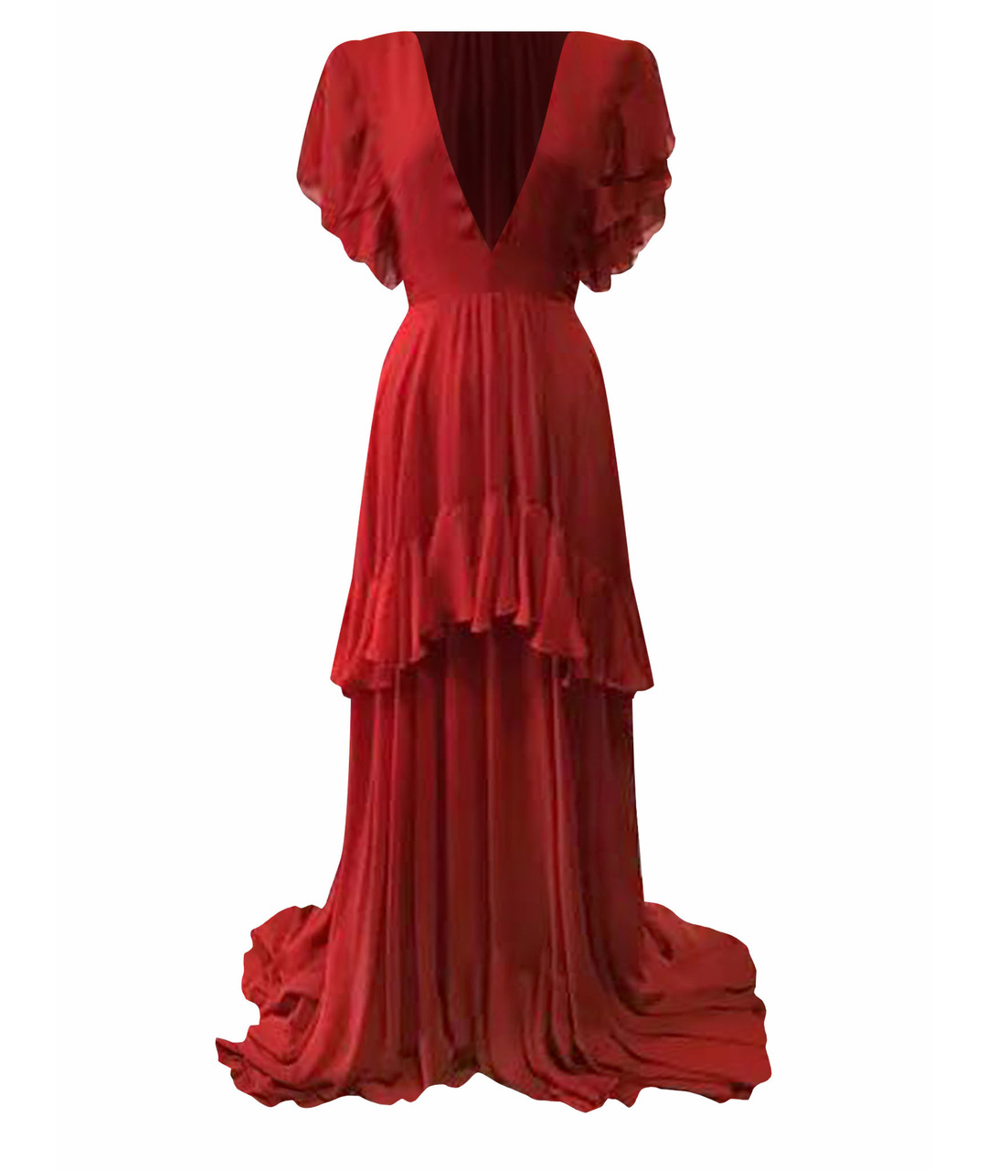 DANIELE CARLOTTA Красное шелковое вечернее платье, фото 1