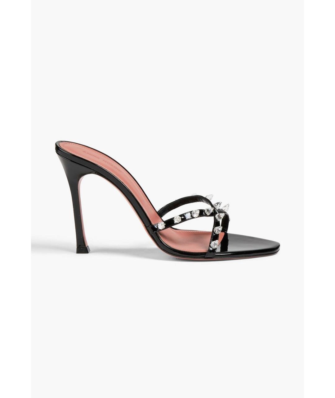 Amina Muaddi Черные мюли из лакированной кожи, фото 5