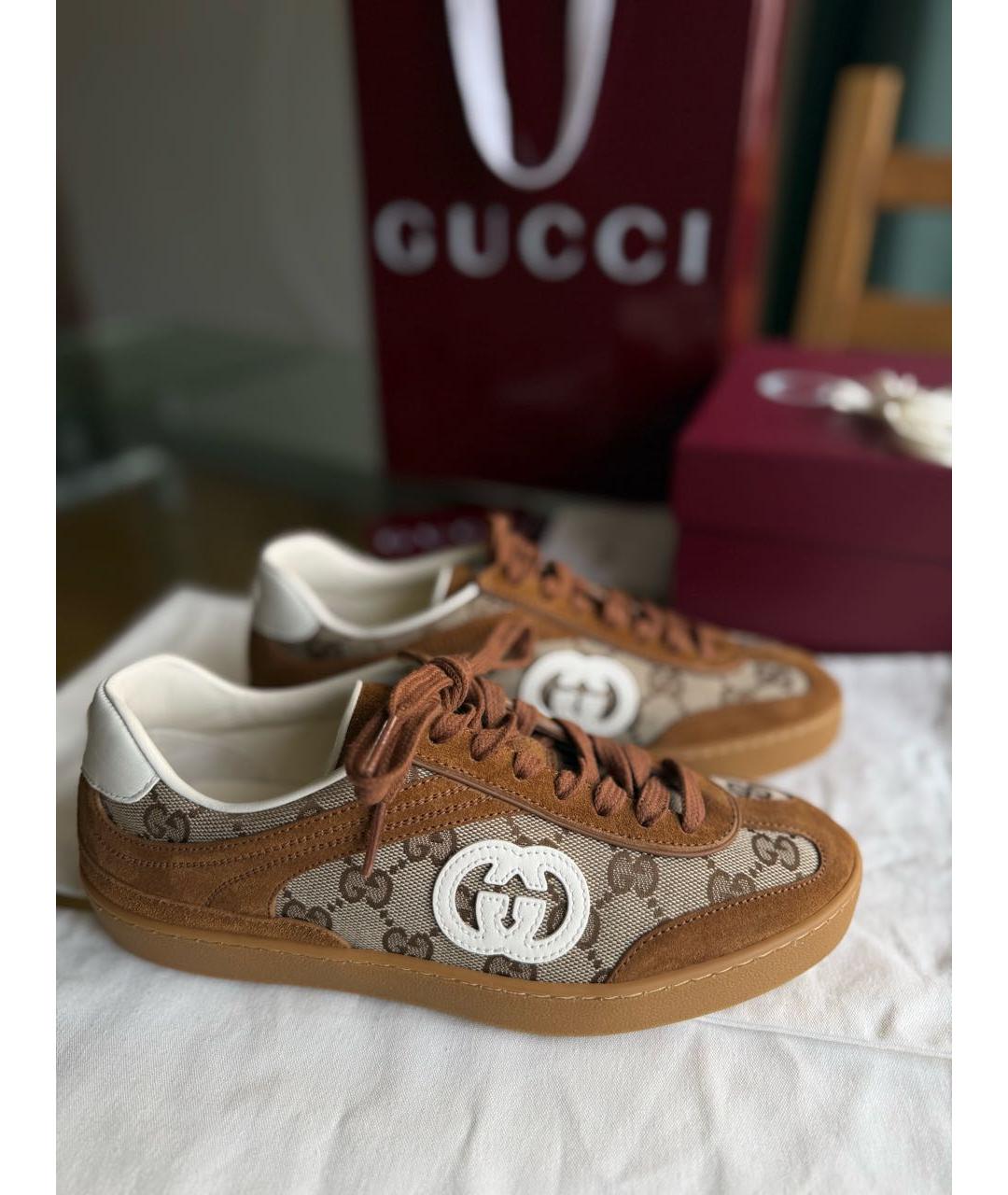 GUCCI Коричневые замшевые кеды, фото 5