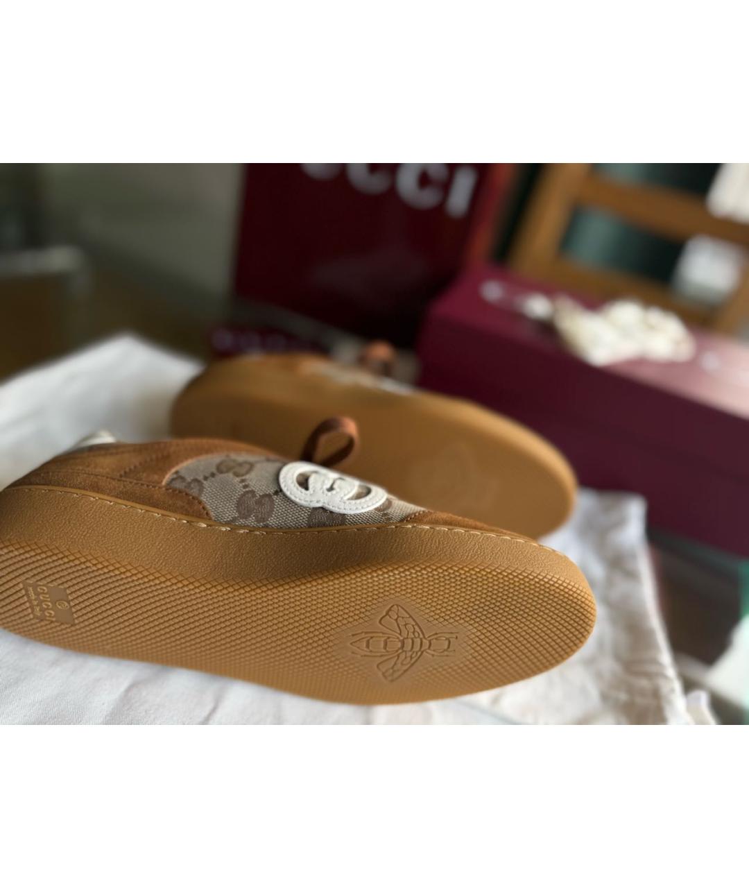 GUCCI Коричневые замшевые кеды, фото 4