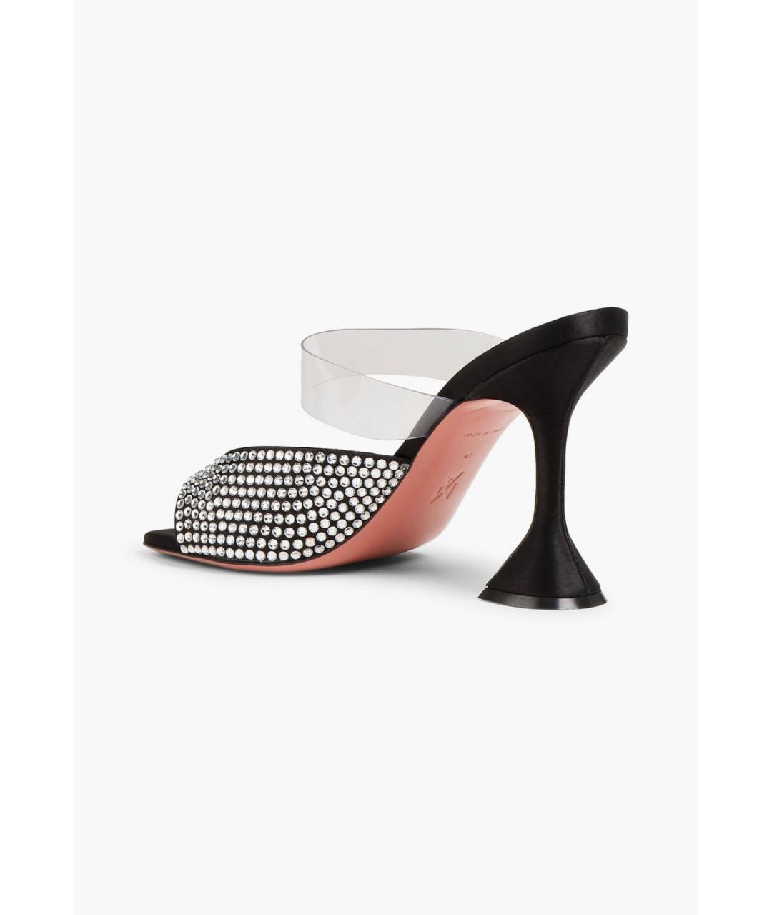 Amina Muaddi Черные текстильные мюли, фото 3