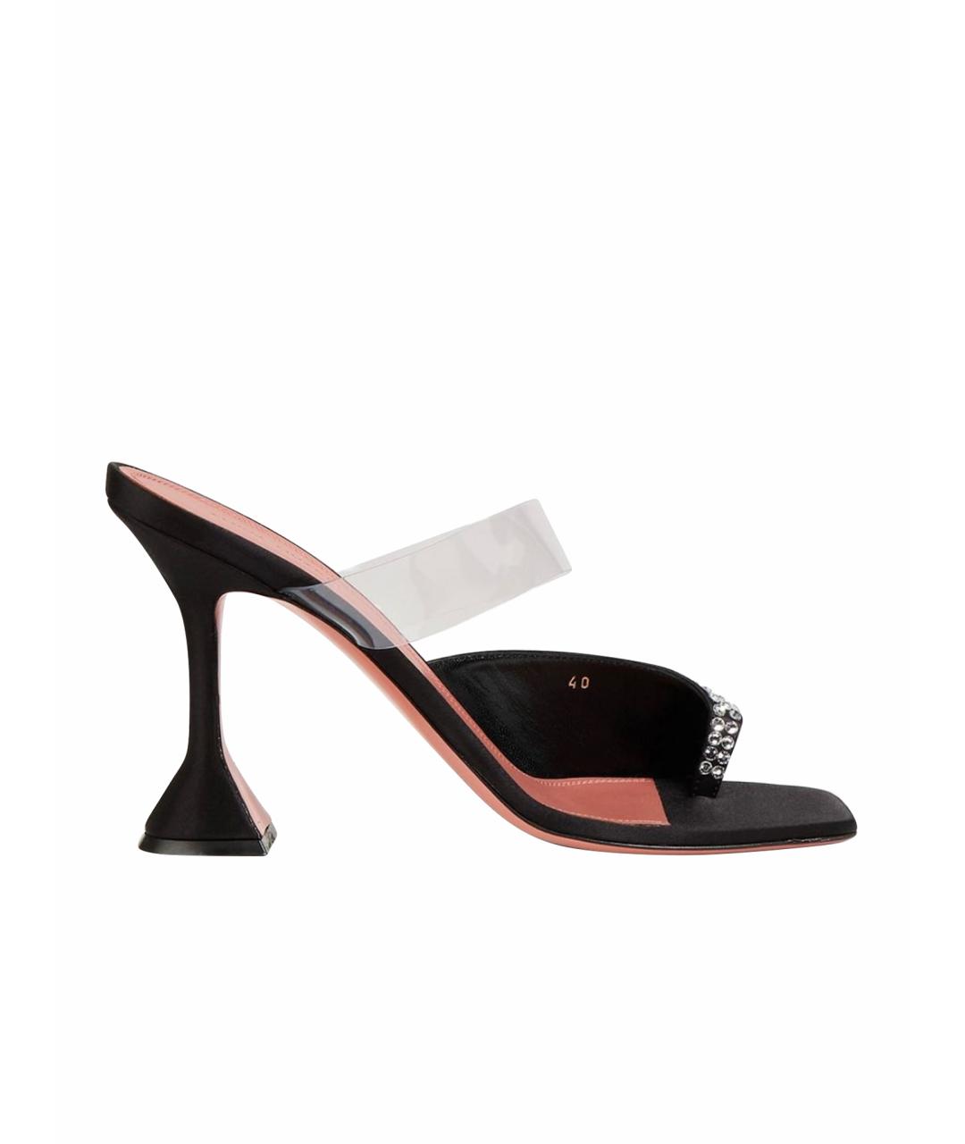 Amina Muaddi Черные текстильные мюли, фото 1