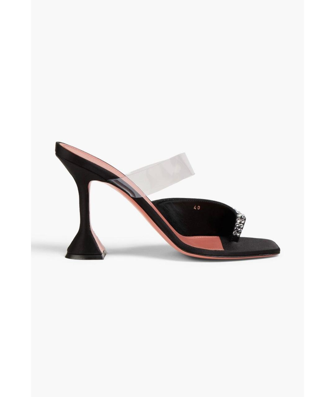 Amina Muaddi Черные текстильные мюли, фото 5