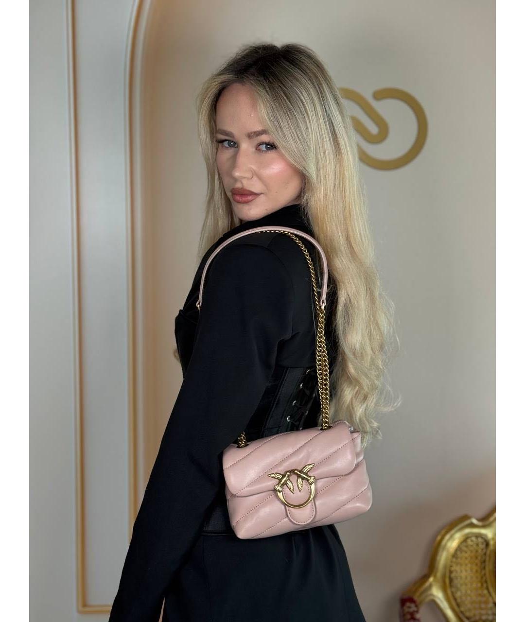 PINKO Бежевая кожаная сумка через плечо, фото 5